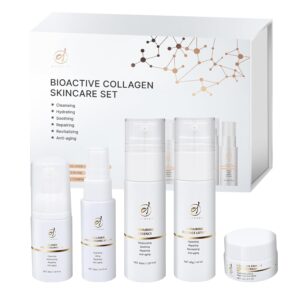 Bioactive Collagen Skin Care Set,Mini Travel Size Gift Set ,All In One (5 Piece Kit) For Girls Women Men,Cleaning,Hydrating,Soothing,Repairing,Revitalizing,Anti-aging