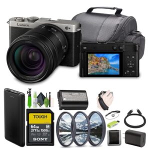 Panasonic LUMIX S9 Mirrorless Full Frame Compact Camera with 28-200mm L Mount Lens for Content Creators – Silver-Bundle with 64GB UHS-II SDXC Memory Card and More Accessories