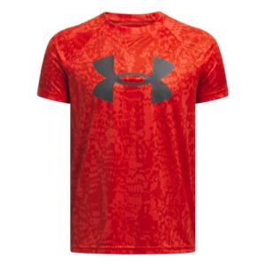 Under Armour Boys Tech Big Logo Printed Short-Sleeve T-Shirt, (847) Fire / / Castlerock, Medium