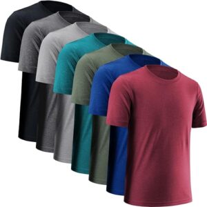 BVNSOZ Boys’ Athletic Shirts Performance Sports T-Shirts Moisture Wicking Shirts for Boys, Black, Dark Grey, Light Grey, Dark Blue, Red, Army Green, River Green, XS