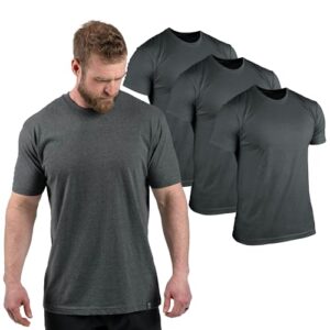 Gymreapers Clip Tag Athletic Shirts for Men – Short Sleeve Workout Gym Shirts – Tagless Crew Neck T-Shirt & Basic Tee (XX-Large, 3-Pack, Charcoal)