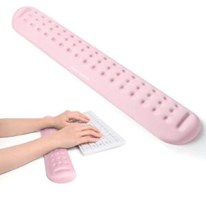UnivoColors Pink Superfine Memory Foam Keyboard Wrist Rest Soft Gel Ergonomic Wrist Support Pad for Computer, Laptop, Office, Gaming, Typing