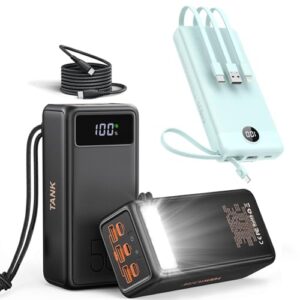 VEEKTOMX 100W Power Bank 56000mAh for Laptop& Phone+ Power Bank with Built in Cables 20000mAh Compatible with iPhone, iPad, Samsung and Android Devices for Travel