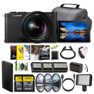 Panasonic LUMIX S9 Mirrorless Full Frame Compact Camera with 20-60mm F3.5-5.6 L Mount Lens for Content Creators – Black -Bundle with 2X 64GB Memory Card + Extra Batteries + Video LED Light and More