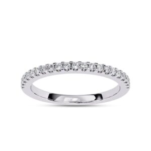Half Eternity Stackable Wedding Band Ring for Women, 0.20 Carat (ctw) Round Cut Lab Grown Diamond Ring in 14K White Gold Plated 925 Sterling Silver Jewelry Gift for Her F-G-H, SI Quality Size-7.5