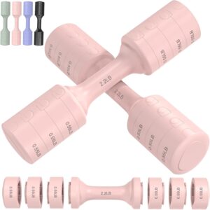 Adjustable Dumbbell Set of 2, 11Lb/Pair Weights Dumbbells for Women, Each 2.2lb, 3.3lb, 4.4lb, 5.5lb Hand Weights Set for Home Gym Fitness Training