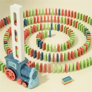 Domino Train Toys Kids Games – Automatic Stacking Creative Game 3+ Year Old – Stem Montessori Toy for Boys 4-6 – Summer Autistic Christmas Birthday Gifts 5 6 Toddler Ages 4-8