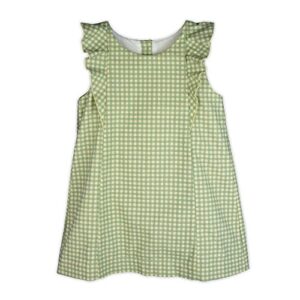 Coral Forest Little Girls’ Printed Gingham Ruffle Shift Dress in Green Size 6