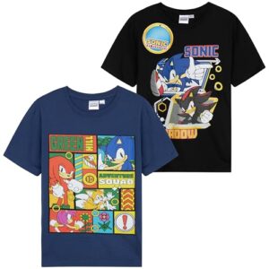 Sonic The Hedgehog Boys T Shirts 2 Pack Short Sleeve Tshirt Soft Breathable Tops (4-5 Years, Multi, 2)