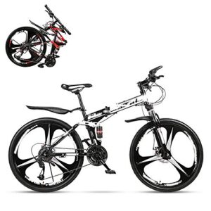 Folding Adult Bicycle, 26 Inch Variable Speed Mountain Bike, Double Shock Absorber for Men and Women, Dual Disc Brakes,