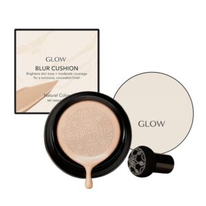 Glow Foundation Cushion, 2026 New Air Cushion CC Cream Face Makeup, Glow Makeup – Moisturizing Concealer Brighten Long-Lasting, Natural BB Cream for All Skin Types (Beige)
