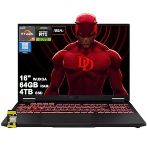 ASUS TUF Gaming A16 AI Laptop 16″ WUXGA IPS 165Hz (100% sRGB GSYNC) AMD 8-core Ryzen 9 270 (>i7-14650HX) 64GB DDR5 4TB SSD GeForce RTX 5070 (Up to 798 AI TOPS) RGB Backlit USB4 Hi-Res Win11Pro ICP Hub