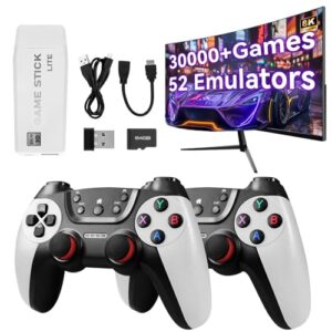Forlarme M22 Retro Gaming Console – with 30000+ Classic Games,Retro Game Stick with 8K HDMI,Plug and Play TV Game Console with Upgrade Dual Wireless Controllers Gift for Teen or Partner (White)