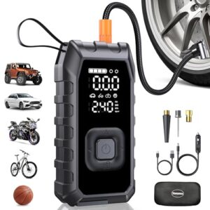 Tire Inflator Portable Air Compressor, 2X Faster Inflation Cordless Air Compressor, 20000mAh & 180PSI & Dual Cylinder, Electric Air Pump for Heavy-duty Vehicles, Car, Motorcycle, Bike, Ball (P235-02)