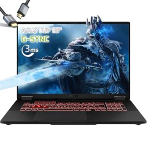 ASUS TUF Gaming Laptop A18 inch – AMD Ryzen 7 260 Beat i9-13905H – NVIDIA RTX 5060-18″ WUXGA Display 144Hz – 64GB RAM – 4TB PCIe SSD -RGB Backlit Keyboard – Thunderbolt 4 – FHD Camera – HDMI Cable