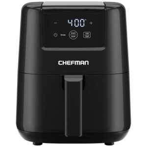 CHEFMAN 2 Qt Mini Air Fryer – Digital Space-Saving Compact Air Fryer with Nonstick and Dishwasher Safe Basket, Quick & Easy Meals in Minutes, Features Digital Timer and Shake Reminder – Black