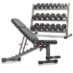 5-50 lb Dumbbell Weight Set (10 Pairs) with Weight Storage Rack and Adjustable Weight Bench