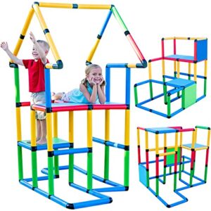 Funphix Kid’s Playground Slide Set – Montessori Jungle Gym – STEM Buildable Climbing Toys for Toddlers 2-12 – Indoor & Outdoor Playhouse, 296 Pieces Deluxe Set