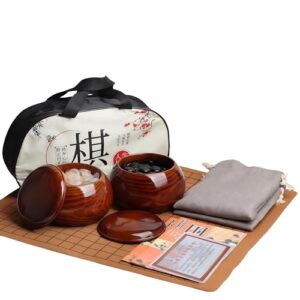 Top Natural Crystal Jade Go Board Game Set, Solid Wood Chessboards, Go Game – Weiqi, Wei Qi, Chinese Decor & Gifts, Chinese New Year Decor (Sack)