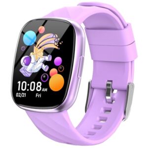 Smart Watch for Kids Fitness Activity Tracker for Boys Girls, Waterproof, Puzzle Games, Alarm Music, Sport Mode, Heart Rate, Sleep, Pedometer, Children Smartwatch Birthday Gift for Teens, Purple
