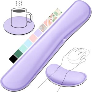 Gimars Upgrade Enlarge Gel Memory Foam Set Keyboard Wrist Rest Pad, Mouse Wrist Cushion Support for Office, Computer, Laptop, Mac, Comfortable, Lightweight for Easy Typing Pain Relief, Purple