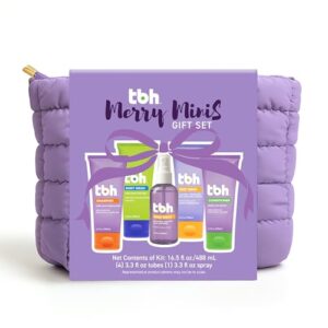 TBH Kids Holiday Gift Set | Tween Hair, Body & Skincare Kit for Girls and Boys | 5 Clean Mini Essentials in Travel Zip Pouch – Perfect Stocking Stuffer or Self-Care Gift