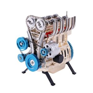 TECHING v4 Engine Model kit Full Metal Model Engine Assembly Kit Kids Run Adults 350+Pcs Assembly time 4 Hours DIY Toy Gift (4 Cylinder Engine kit)