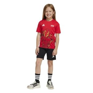 Adidas Unisex-Kids Adidas x Marvel Iron-Man Sportswear T-Shirt Set, Pure Ruby/White, 3 Years