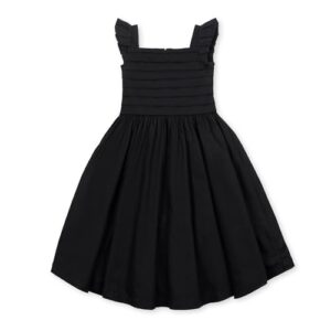 Hope & Henry Girls’ Organic Cotton Sateen Midi Dress – GOTS Certified, Pleated Bodice, Fully Lined Party Dress | Black 5T