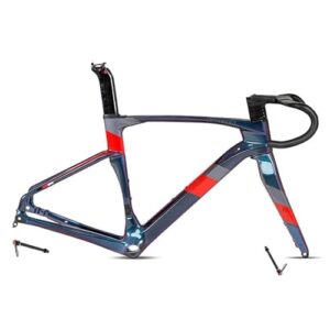 KLYso for 700C Wheel Road Bike Racing Frameset Carbon Discoloration Frame 45/48/51/54CM EPS BB86 Disc Brake Bicycle Frame Thru Axle(Red,51CM)