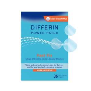 Differin Acne Patches, Pimple Patches for Acne Prone Skin, Formulated with Salicylic Acid and Centella, Fast Triple Action Power Patch for Day & Night, Dermatologist Tested, 36 Count
