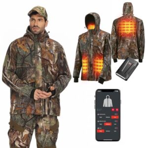 KEMIMOTO Hunting Heated Jacket for Men with 20000mAh 6-15H Rechargeable Battery Pack Max Heating 149℉ Heated Jacket