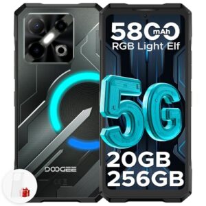 DOOGEE Blade GT Play 5G Rugged Smartphone Unlocked with RGB LED Light Effect,Rugged Phone 6.72\” FHD+ 120Hz,6nm D7025 CPU,20GB+256GB, 10.5 mm Ultra-Thin Gaming Phones,5800mAh/50MP AI Camera/NFC