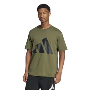 Adidas Men\’s Essentials Big Logo T-Shirt, Olive Strata/Black, Medium/Tall