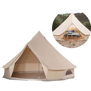 VICIYOO 3/4/5/6m Camping Bell Tent 4-Season Heavy Duty Family Tent Outdoor Hiking Hunting Yurt Tent with Zipped Groundsheet and Chimney, Khaki