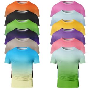 12 Pack Men’s Gradient Color T-Shirt, Short Sleeve Crewneck, Summer Short Sleeved Round Neck Gradient T-Shirt (US, Alpha, Large, Regular, Short, #8)