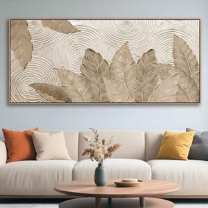 Minimalist & Modern Art for Bedroom Decor Framed Abstract & Textured Artwork for Walls Neutral & Contemporary Beige Pictures – 3D Artwork for Living Room and Boho Style 40×87IN