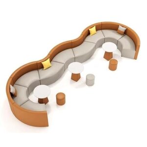 TBJEN Modern Curved S-Shaped Office Sofa Set, Creative Reception Furniture for Waiting Area, Lounge, Lobby, and Commercial Space(C)