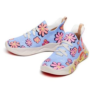 UIN Kid’s Fashion Sneakers Lightweight Casual Comfortable Boys Girls Funny Painted Travel Shoes Mijas Floral Picnic (9C)