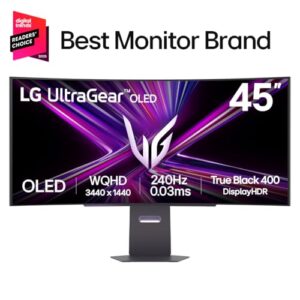 LG 45GX950A-B 45-inch Ultragear 5K2K WUHD (5120 x 2160) OLED Curved Gaming Monitor, Dual-Mode, 165Hz, 0.03ms, NVIDIA G-Sync, AMD FreeSync Premium Pro, HDR True Black 400, USB Type-C 90W, DP2.1