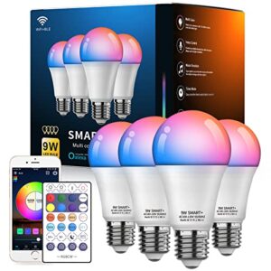 Vanance Smart Light Bulbs 4Pack with Remote, A19 E26 800LM LED Color Changing Light Bulb, WiFi & Bluetooth 5.0, Warm to Cool White, Dimmable, RGB Smart Home Lighting Work with Alexa Google Assistant