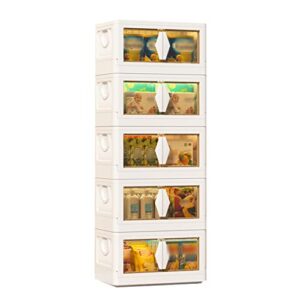 XFNVXC Large Foldable Storage Containers, Transparent Acrylic Bin with Front Window and Top Lid, Versatile Storage Box for Organization, Plastic Storage Cart