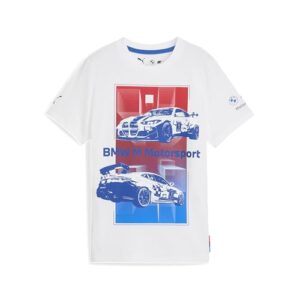 PUMA Unisex Kid’s BMW M Motorsport Graphic T-Shirt, White Block AH25