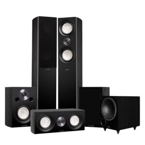 Fluance Reference Surround Sound Home Theater 5.1 Channel Speaker System Including 3-Way Floorstanding Towers, Center Channel, Bookshelf Surrounds and DB10 Subwoofer – Black Ash (X851BR)