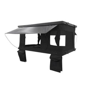 Travel Cat Rooftop Tent – Hard Shell 360° View Aluminium Roof Top Tent with Tri-Color LED Strip Light & 1.97″ Thick Mattress, Ideal for Car SUV Truck Camping, Fits 2-3 People