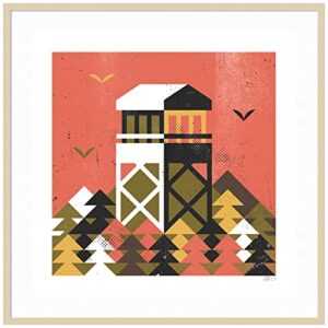 Amanti Art Framed Wall Art Print 41×41 Forest Firewatch by Robert John Paterson, Abstract Wall Art, Mid Century Modern Decor, Oversize Poster Painting Artwork for Living Room, Bedroom, Bathroom,