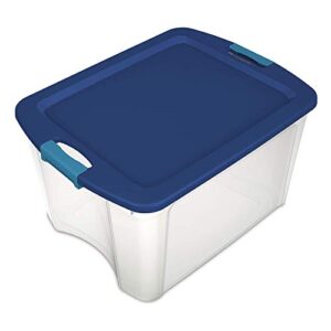 Sterilite 72 Qt./18 Gal. Latching Storage Bin with Clear Base – True Blue