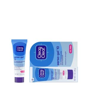 Clean & Clear Persa-Gel 10 Oil-Free Acne Spot Treatment with Maximum Strength 10% Benzoyl Peroxide, Topical Pimple Cream Visibly Reduces Acne in One Day, Fragrance-Free, 1 fl. oz