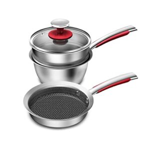Kitchen Pan Set 16cm Breakfast Pots for Kitchen Frying Pan Milk Pot Stainless Steel Cooking Pots Nonstick Cookware Sets