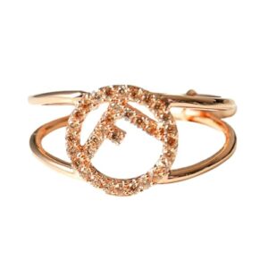 FENDI F is Circle Logo Crystal Ring Rose Gold Metal Size Medium, Small, 8AG930